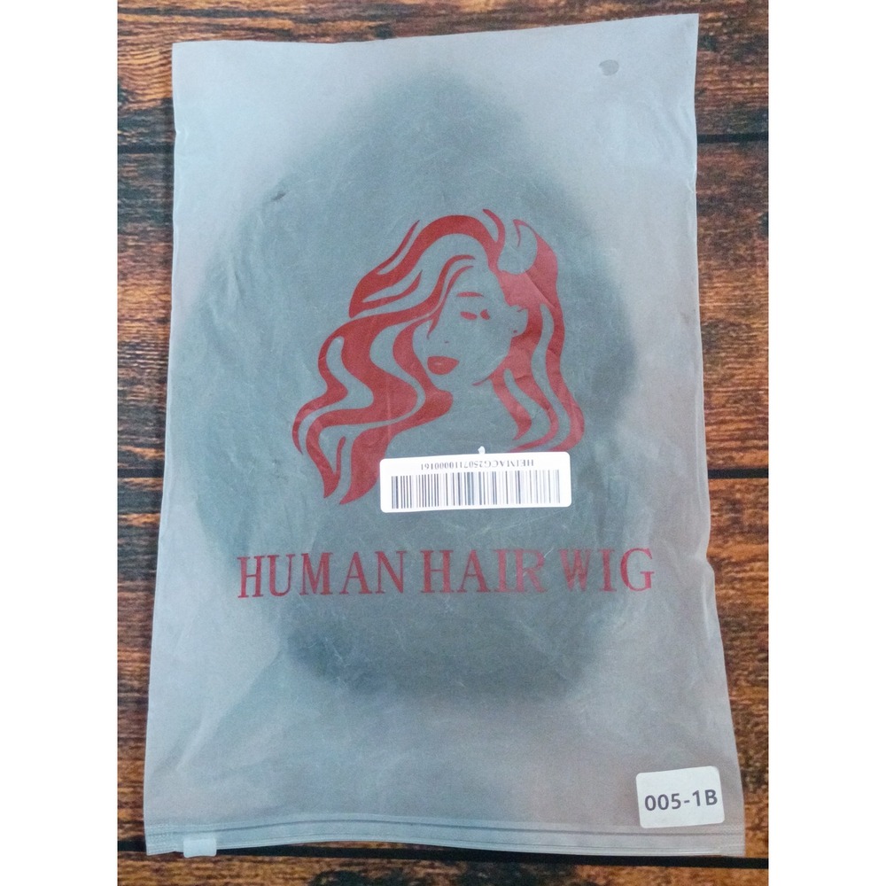 Short Black Human Hair Wig‎ Wavy Natural Look 1B 005-1B 9x7 Inch